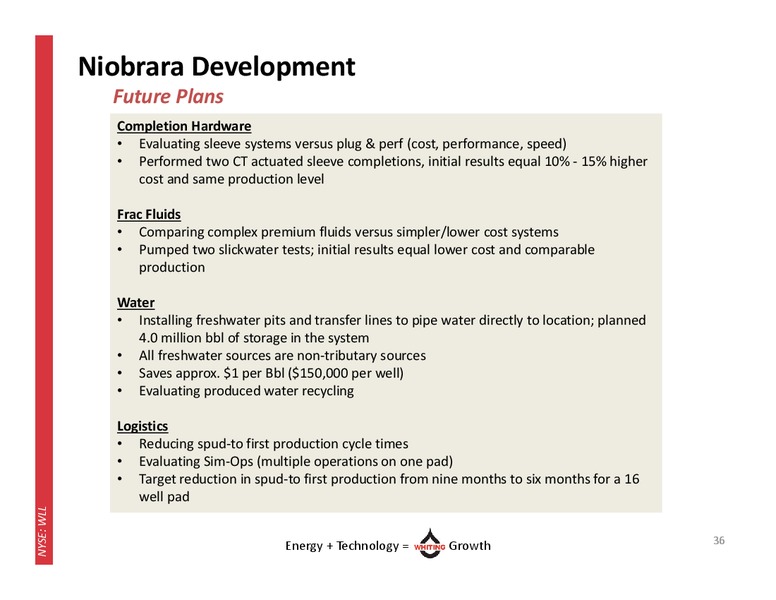 November 2014 Investor Update – Whiting Petroleum Corp. – slide 35