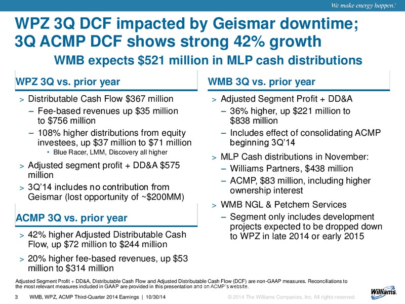 Q3 2014 Earnings – Williams Companies, Inc. – slide 3