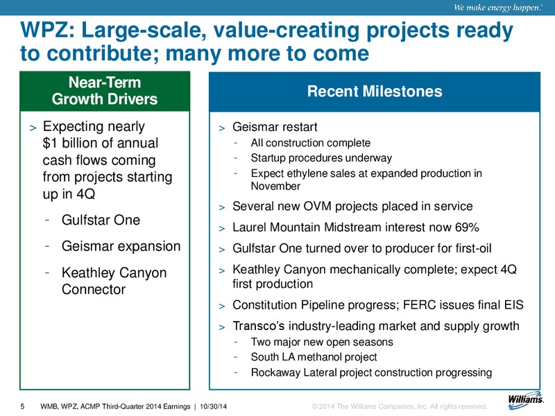 Q3 2014 Earnings – Williams Companies, Inc. – slide 5