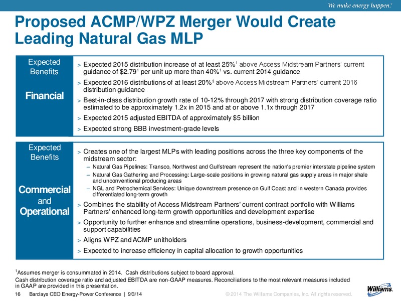 Barclays CEO Energy Power Conference – Williams Partners Lp – slide 14