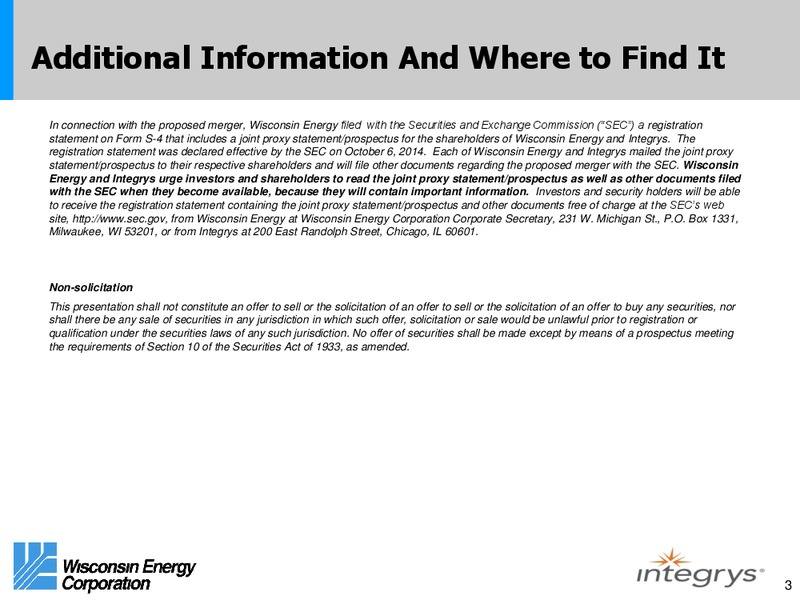 Investor Presentation – Wisconsin Energy Corp. – slide 2