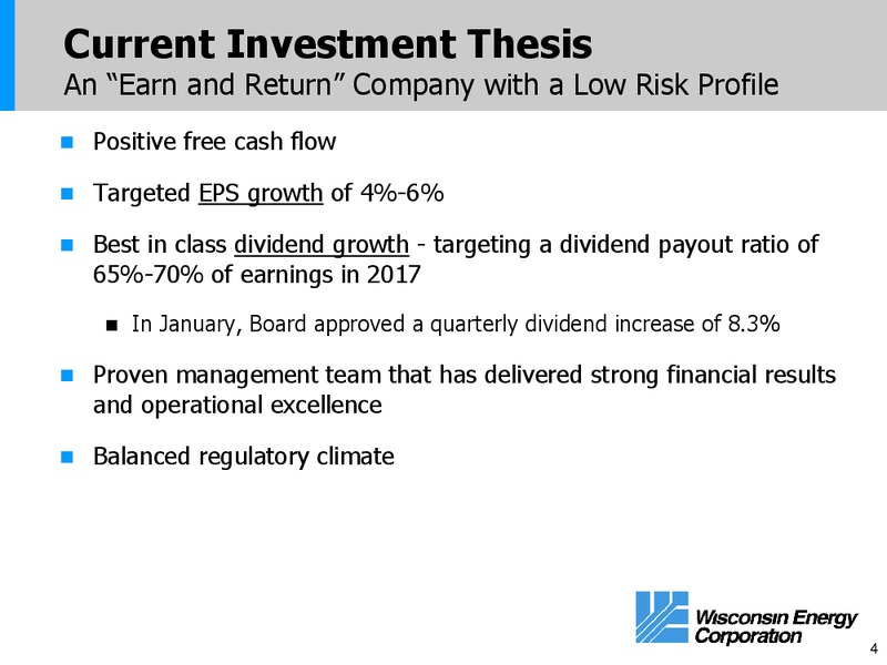Investor Presentation – Wisconsin Energy Corp. – slide 3