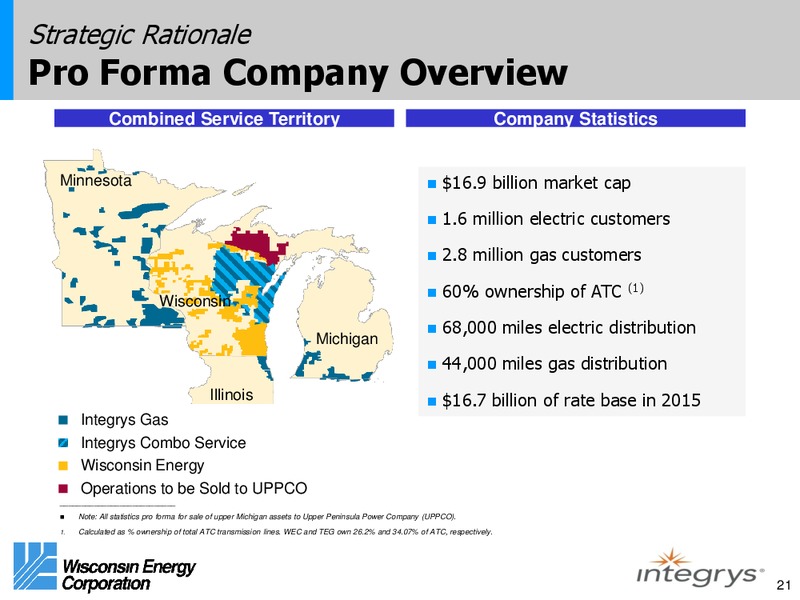 INVESTOR PRESENTATION – Wisconsin Energy Corp. – slide 20