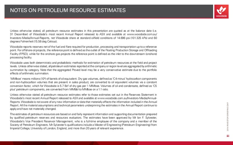 Investor Briefing – Woodside Petroleum Ltd. – slide 2