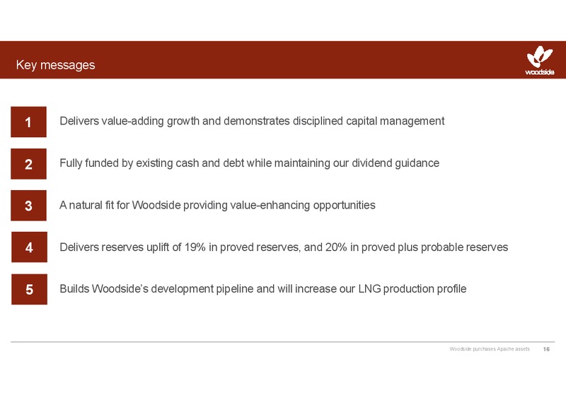 Woodside purchases Apache assets – Woodside Petroleum Ltd. – slide 15