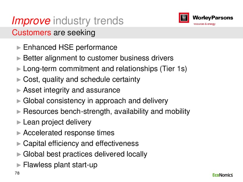SYDNEY INVESTOR DAY – WorleyParsons Limited – slide 78