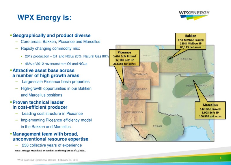 2011 Year End Operational Update – WPX Energy, Inc. – slide 3