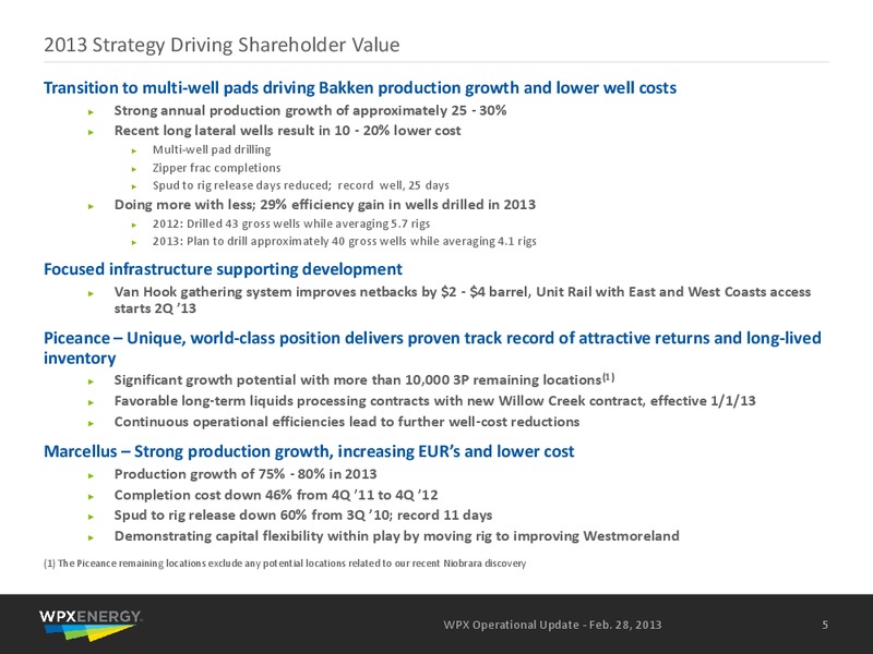 February 2013 Operational Update – WPX Energy, Inc. – slide 3