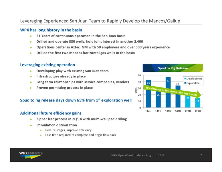 August 2013 Operational Update – WPX Energy, Inc. – slide 7