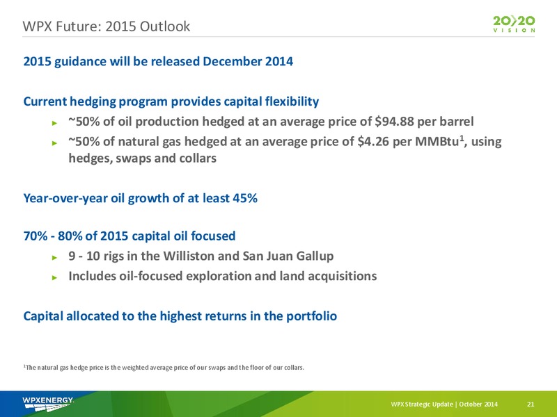 WPX STRATEGIC UPDATE – WPX Energy, Inc. – slide 19