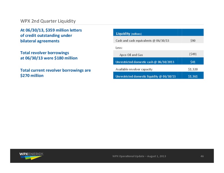 Q2 2013 Earnings Call – WPX Energy, Inc. – slide 46