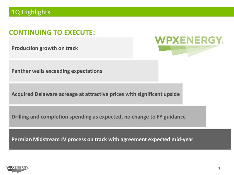 1Q2017 Investor Update – WPX Energy, Inc. – slide 3