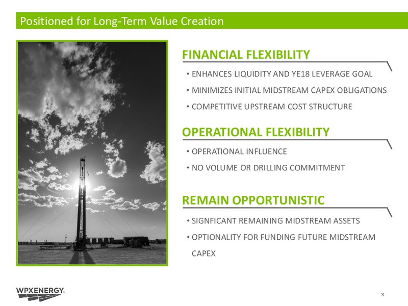 Delaware Midstream Joint Venture Announcement – WPX Energy, Inc. – slide 3