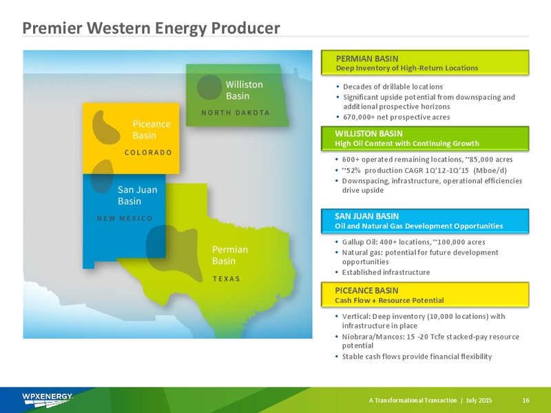 JULY 2015 INVESTOR PRESENTATION – WPX Energy, Inc. – slide 16