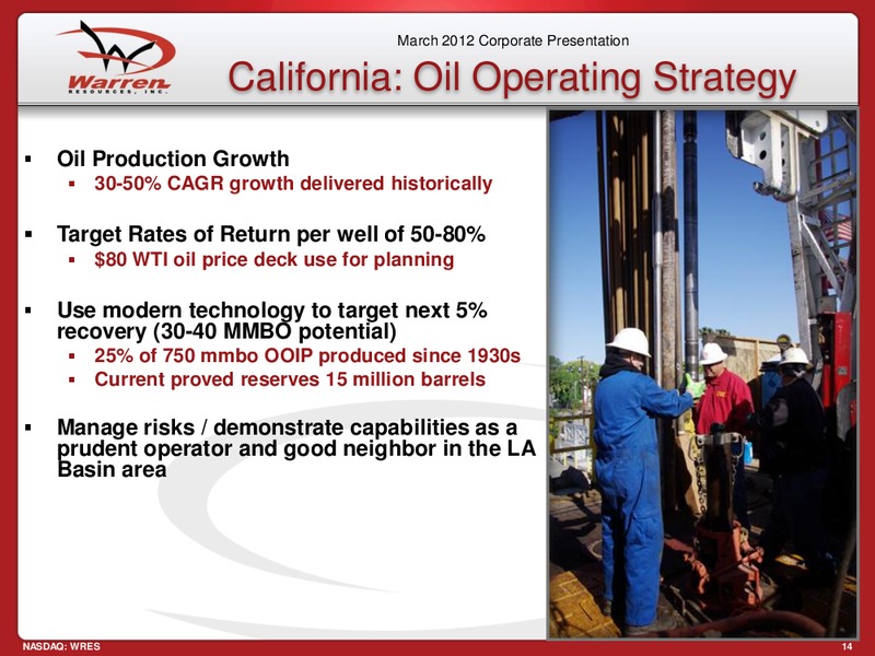 Brean Murray Carret 2012 Global Resources and Infrastructure Conference – Warren Resources Inc. – slide 14