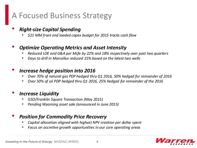Imperial Capital Global Opportunities Conference – Warren Resources Inc. – slide 3