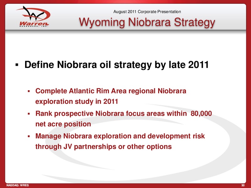 Deutsche  Bank 2011 Energy Conference – Warren Resources Inc. – slide 30