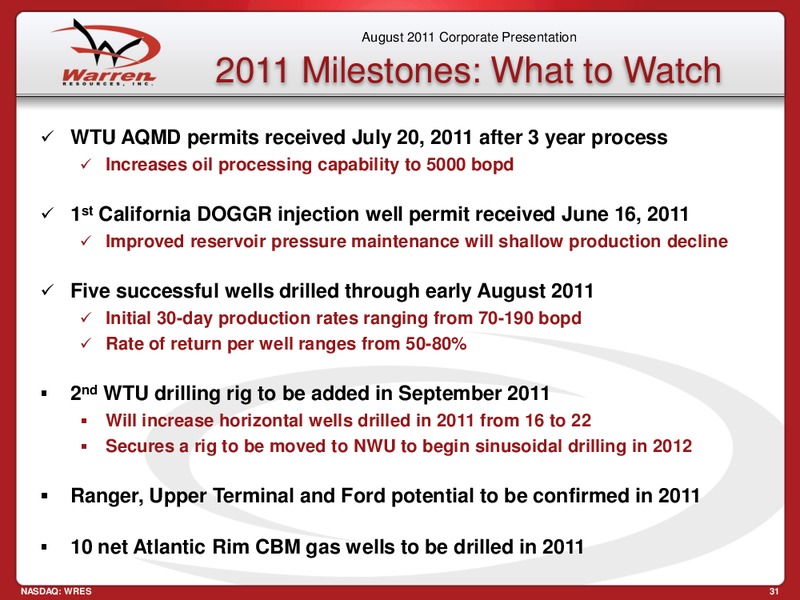 Deutsche  Bank 2011 Energy Conference – Warren Resources Inc. – slide 31