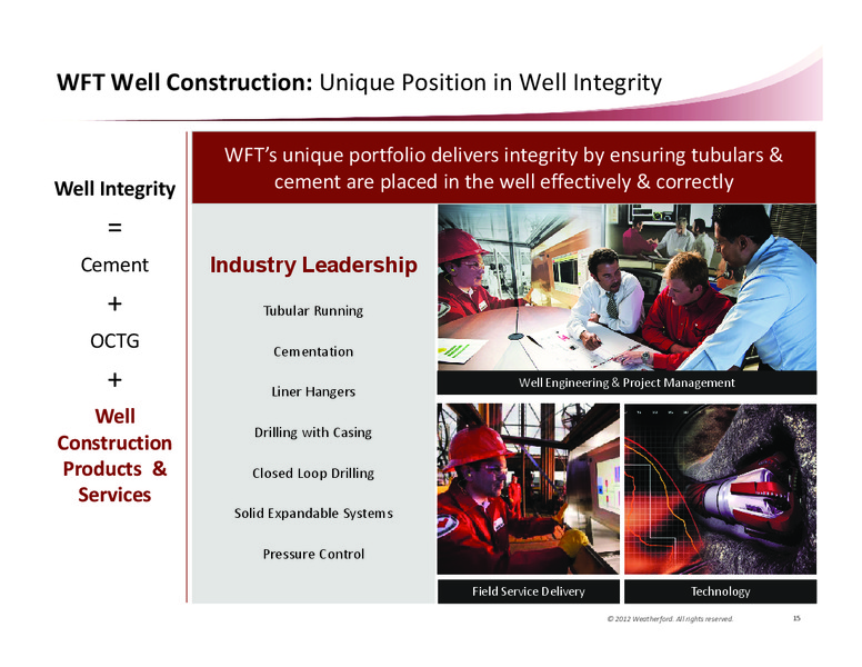 DECEMBER 2012 CORPORATE PRESENTATION – Weatherford International Ltd. – slide 15