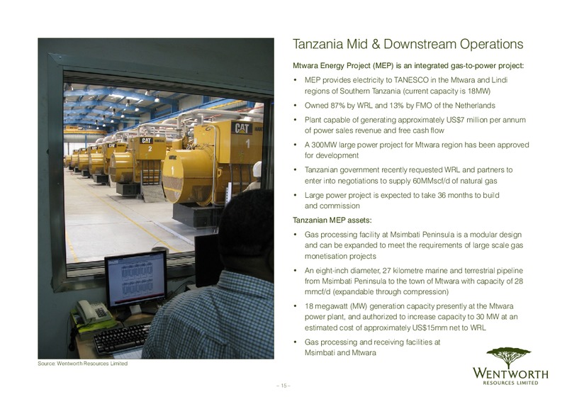 February 2011 Corporate Presentation – Wentworth Resources Ltd – slide 14