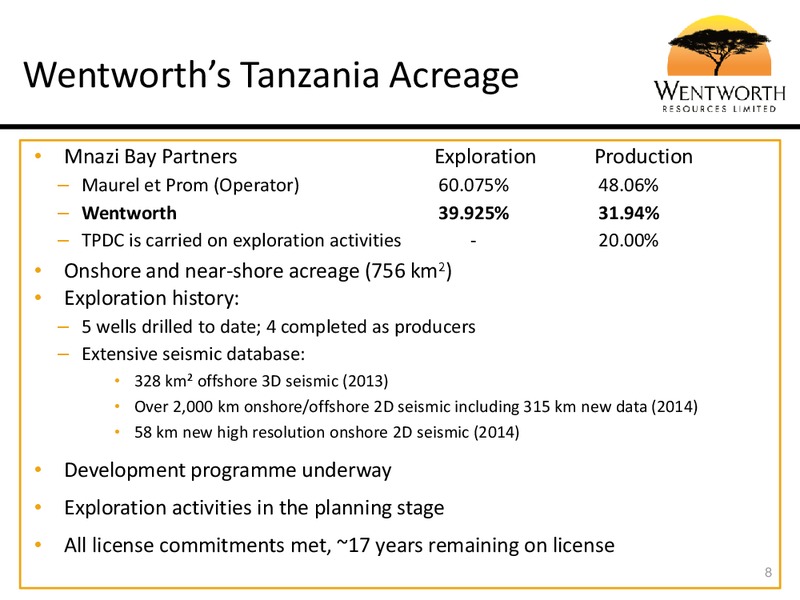 March 2015 Corporate Presentation – Wentworth Resources Ltd – slide 9