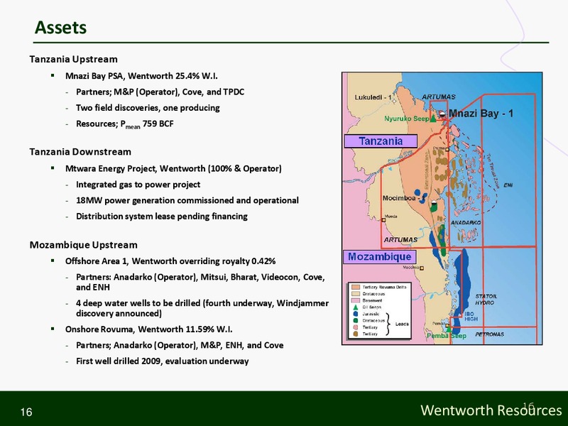 September 2010 Annual General Meeting – Wentworth Resources Ltd – slide 16