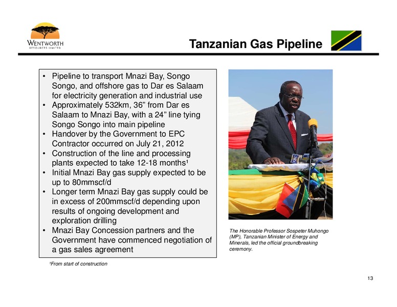 Africa Oil Week – Wentworth Resources Ltd – slide 12