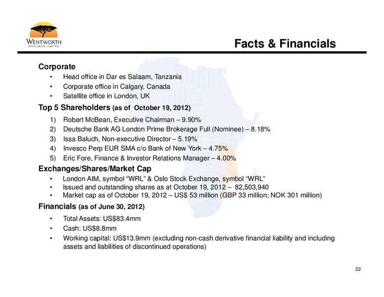 Africa Oil Week – Wentworth Resources Ltd – slide 21
