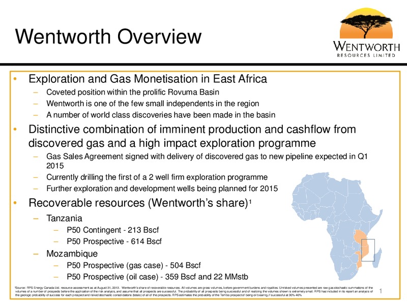 November 2014 Corporate Presentation – Wentworth Resources Ltd – slide 2
