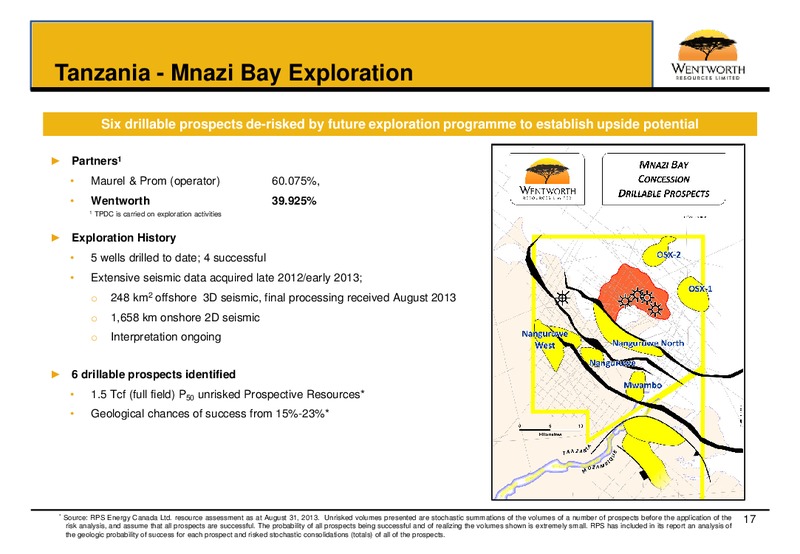 December 2013 Corporate Presentation – Wentworth Resources Ltd – slide 16