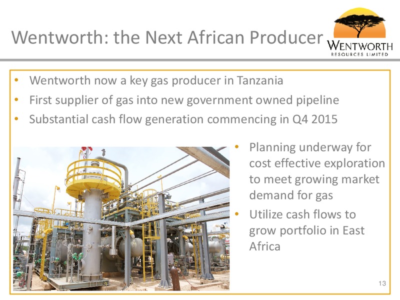 September 2015 Corporate Presentation – Wentworth Resources Ltd – slide 14
