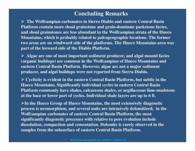 Synthesis of the Wolfcampian platform carbonate system in the Permian Basin Region – West Texas Geological Society – slide 26