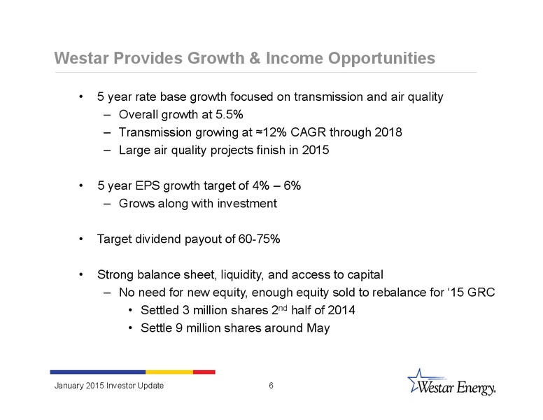 INVESTOR UPDATE – Westar Energy – slide 5