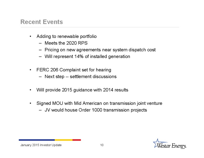 INVESTOR UPDATE – Westar Energy – slide 9