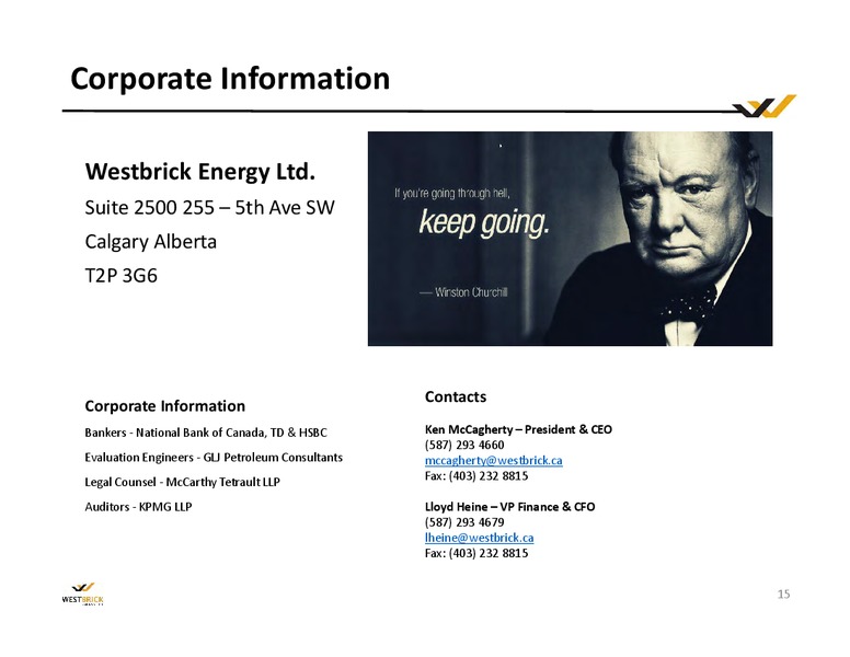 19th Annual Energy Conference – Westbrick Energy Ltd. – slide 14