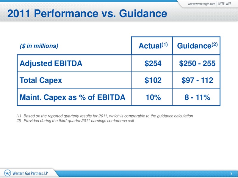 Q4 2011 Earnings Call – Western Gas Partners Lp – slide 2
