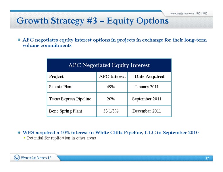Barclays Capital Investment Grade Energy and Pipeline Conference – Western Gas Partners Lp – slide 16