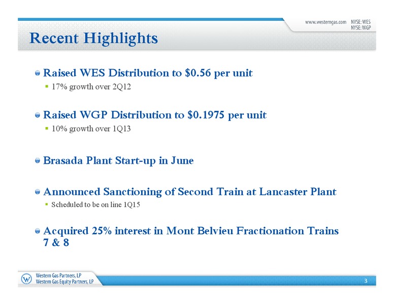 Q2 2013 Earnings Call – Western Gas Partners Lp – slide 2