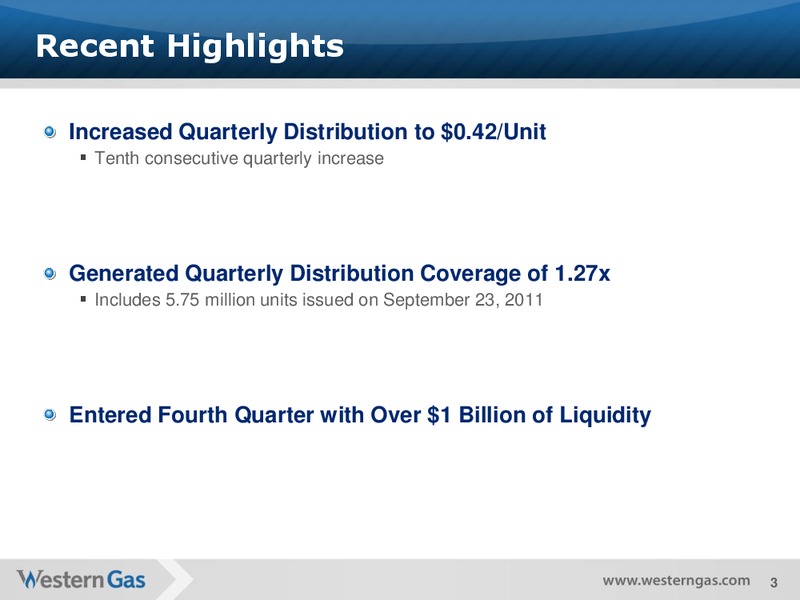 Q3 2011 Earnings Call – Western Gas Partners Lp – slide 2