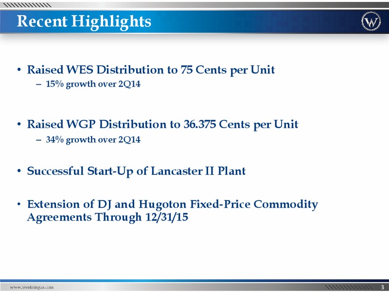 Q2 2015 Investor Presentation – Western Gas Partners Lp – slide 2