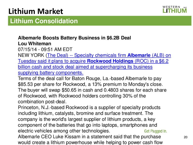 ENERCOM CONFERENCE – Western Lithium USA Corporation – slide 19