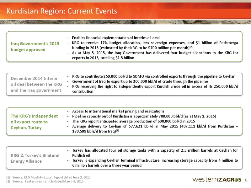 JUNE 2015 CORPORATE PRESENTATION – Western Zagros – slide 5