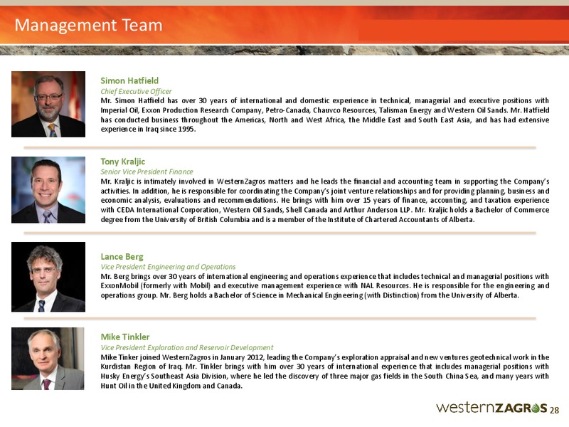 JUNE 2015 CORPORATE PRESENTATION – Western Zagros – slide 28