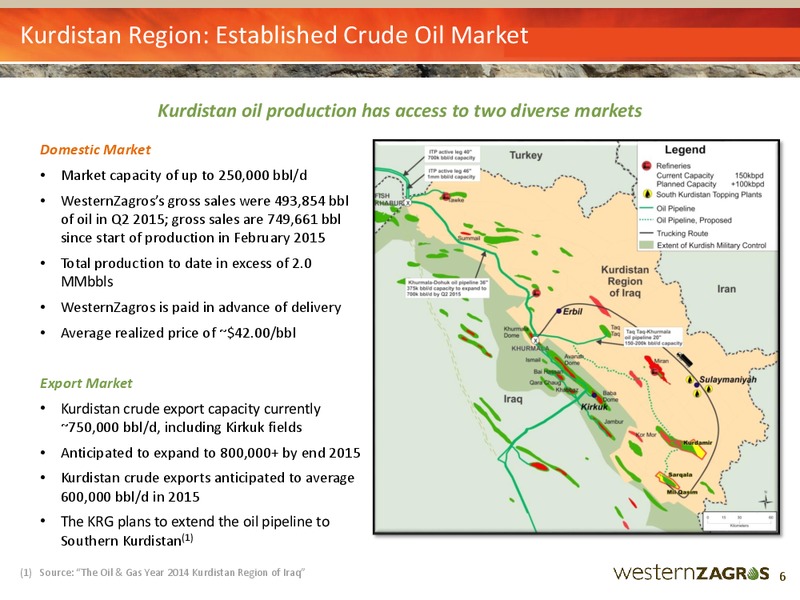 September 2015 Investor Presentation – Western Zagros – slide 6