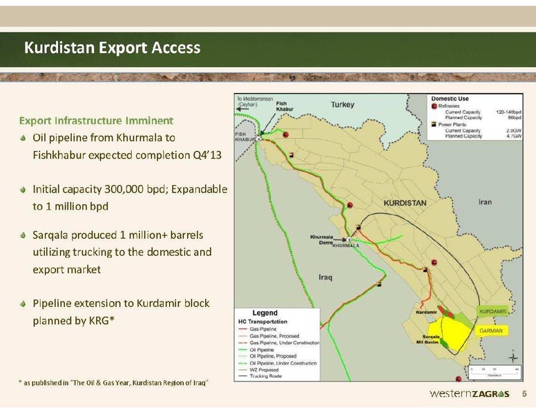 SEPTEMBER 2013 CORPORATE PRESENTATION – Western Zagros – slide 6