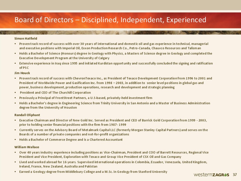 NOVEMBER 2011 CORPORATE PRESENTATION – Western Zagros – slide 36