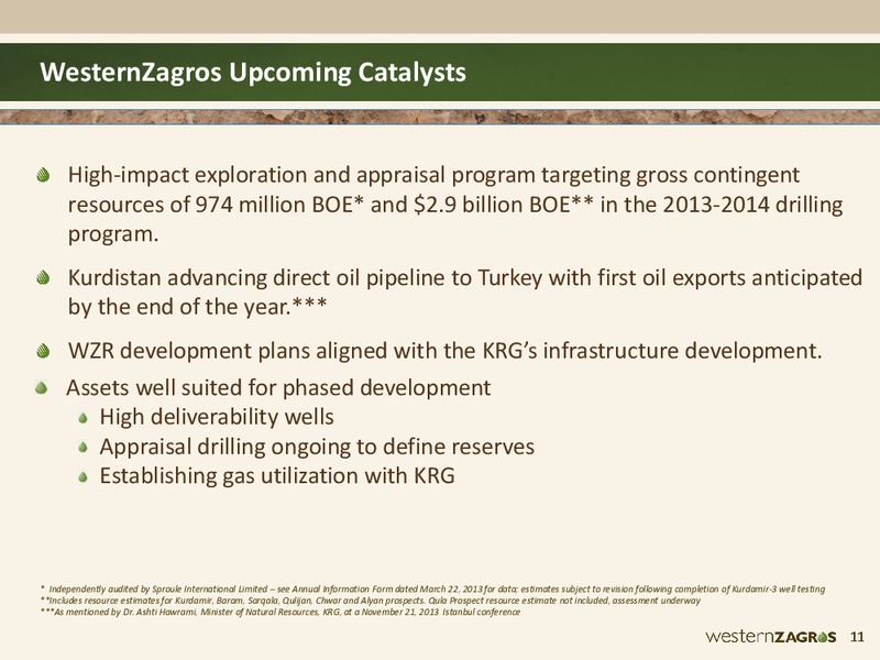 CWC Kstan Oil Gas Conference – Western Zagros – slide 11