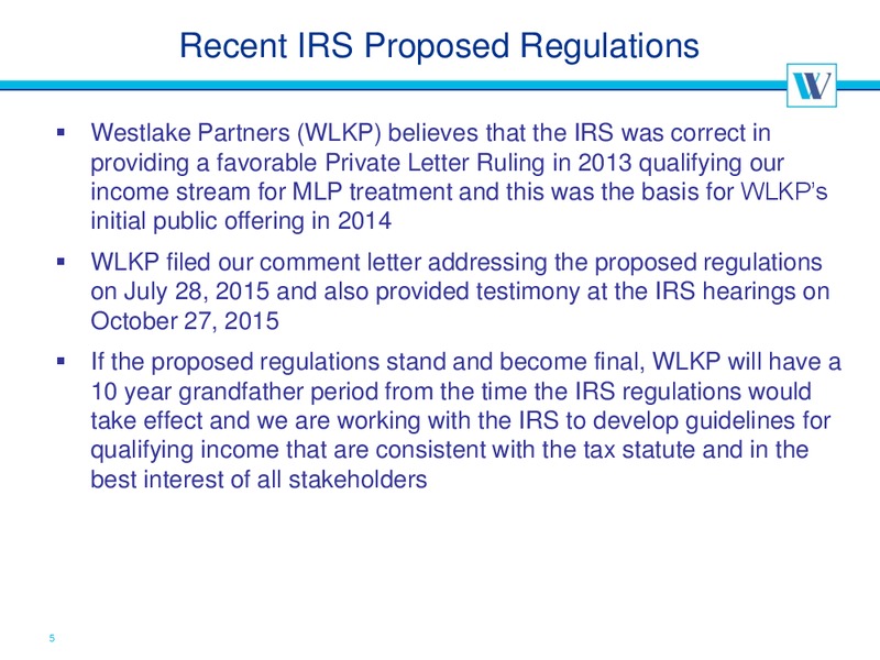 June 2016 MLPA Investor Conference Presentation – Westlake Chemical Partners – slide 5