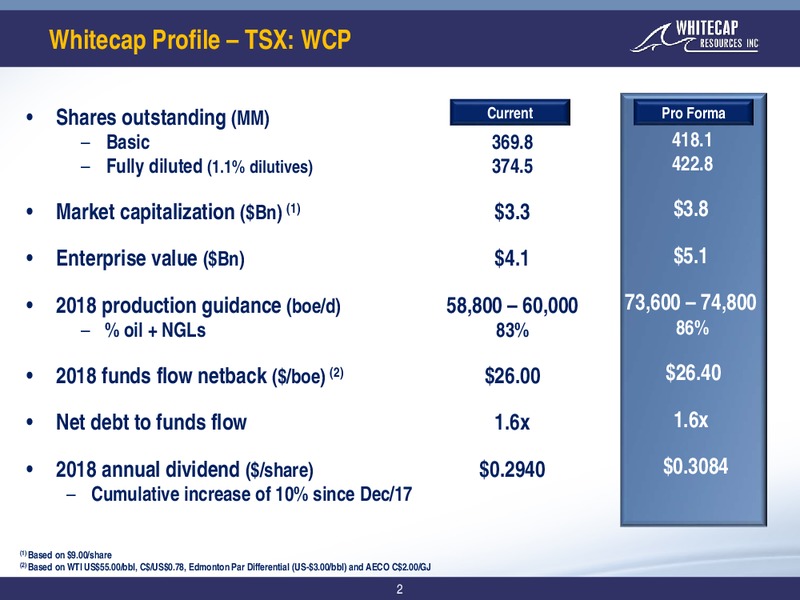January 2018 Corporate Presentation – Whitecap Resources Inc. – slide 2