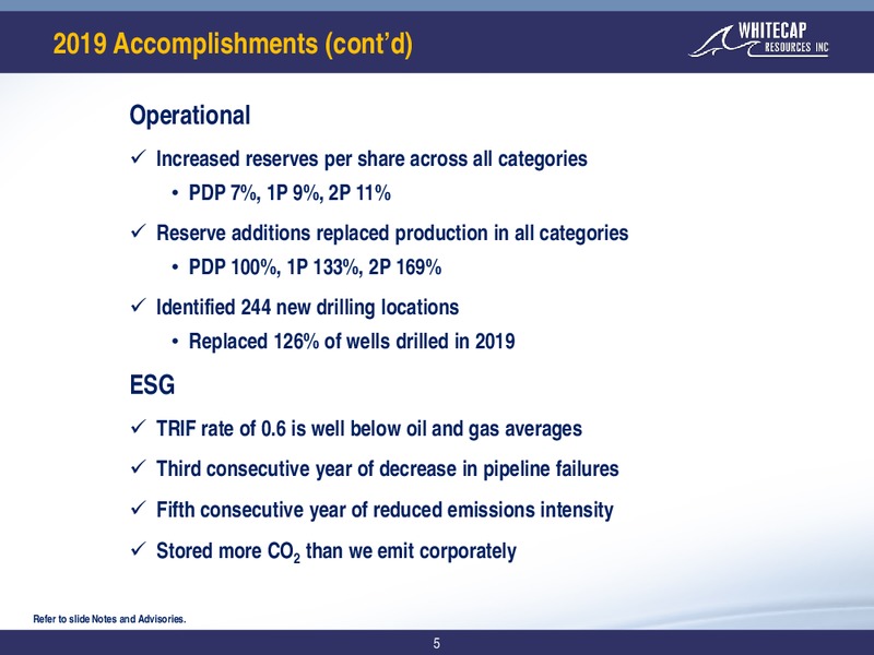 4Q 2019 Earnings Presentation – Whitecap Resources Inc. – slide 5